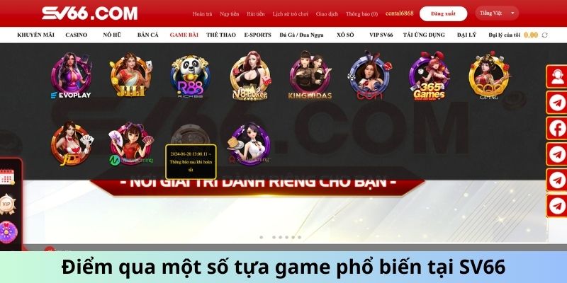 Điểm qua một số tựa game phổ biến tại SV66